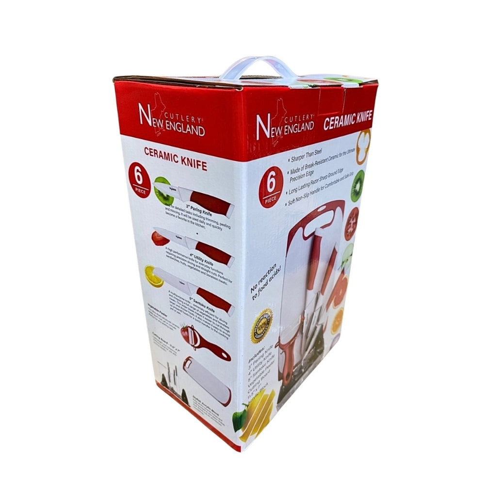 6 PC CERAMIC KNIFE BOARD - RED