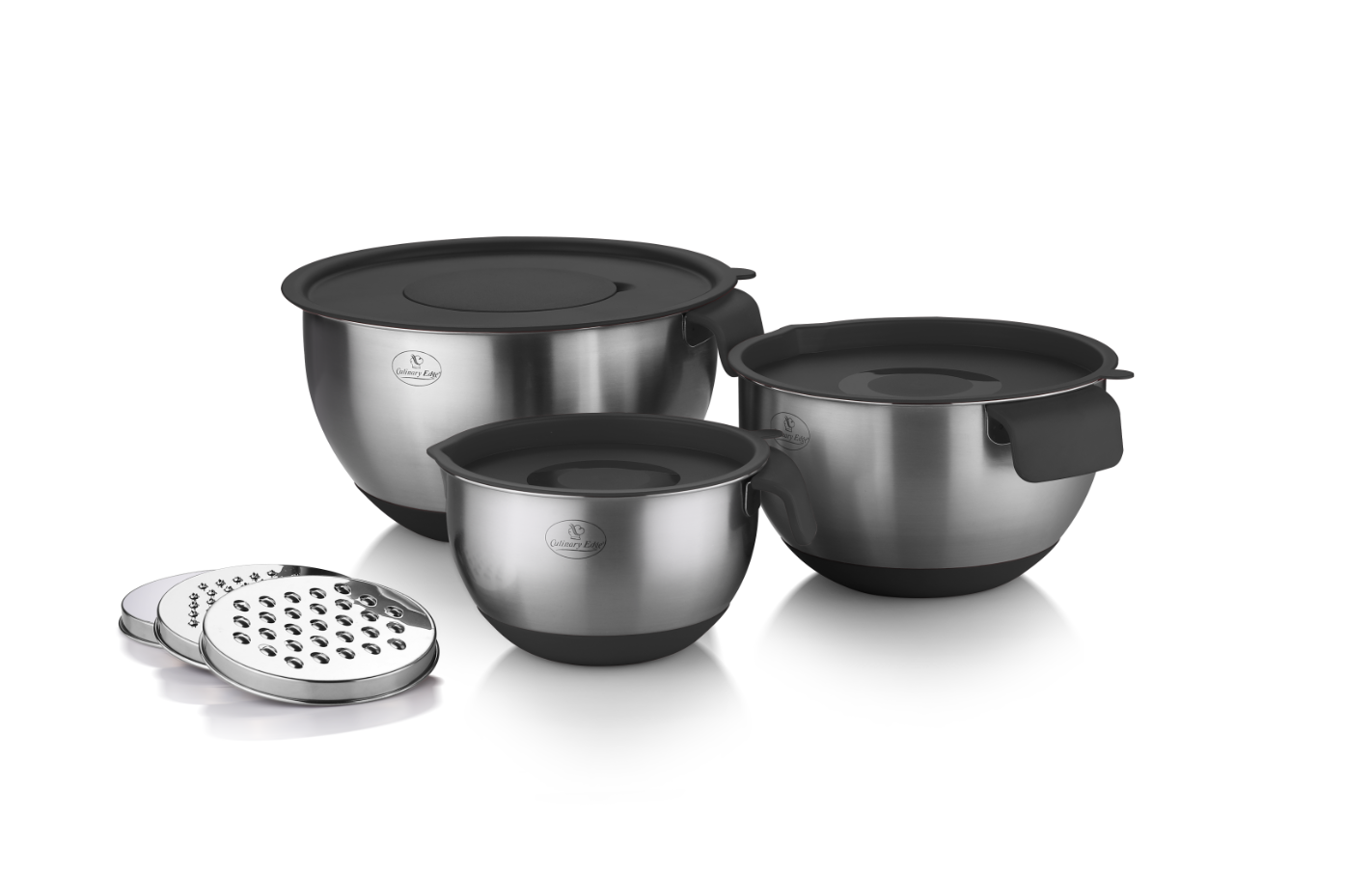 Culinary Edge 18/10 Stainless Steel Mixing Bowl Set Red
