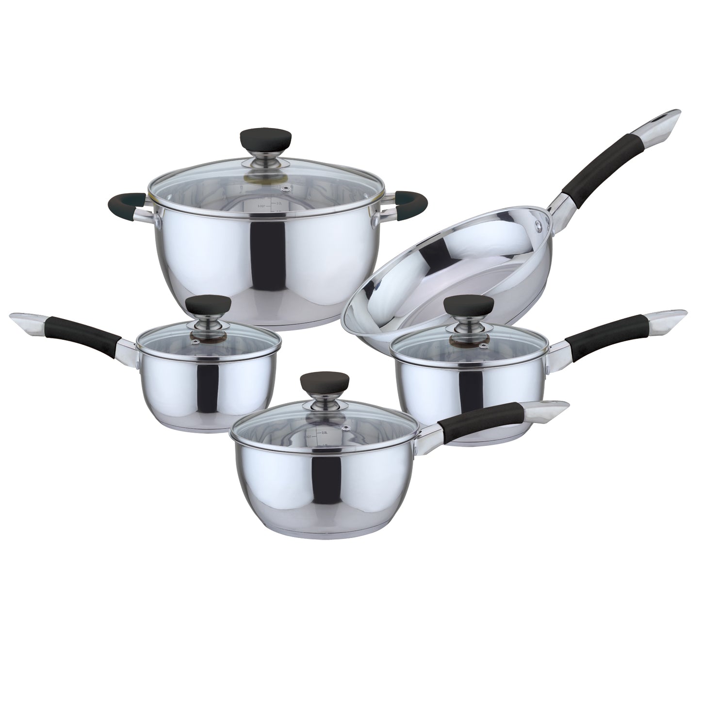 9 PC S/S COOKWARE SET - BLACK