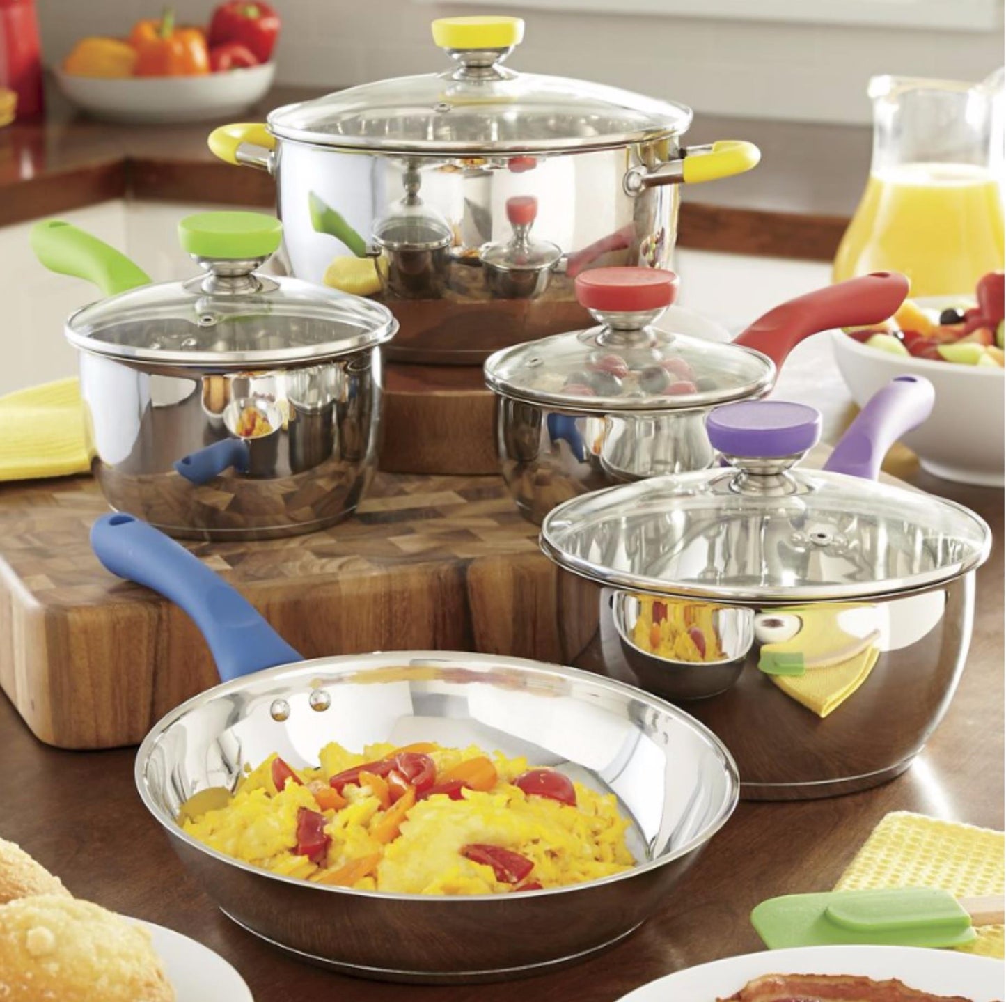 9 PC S/S COOKWARE SET - MULTICOLOR