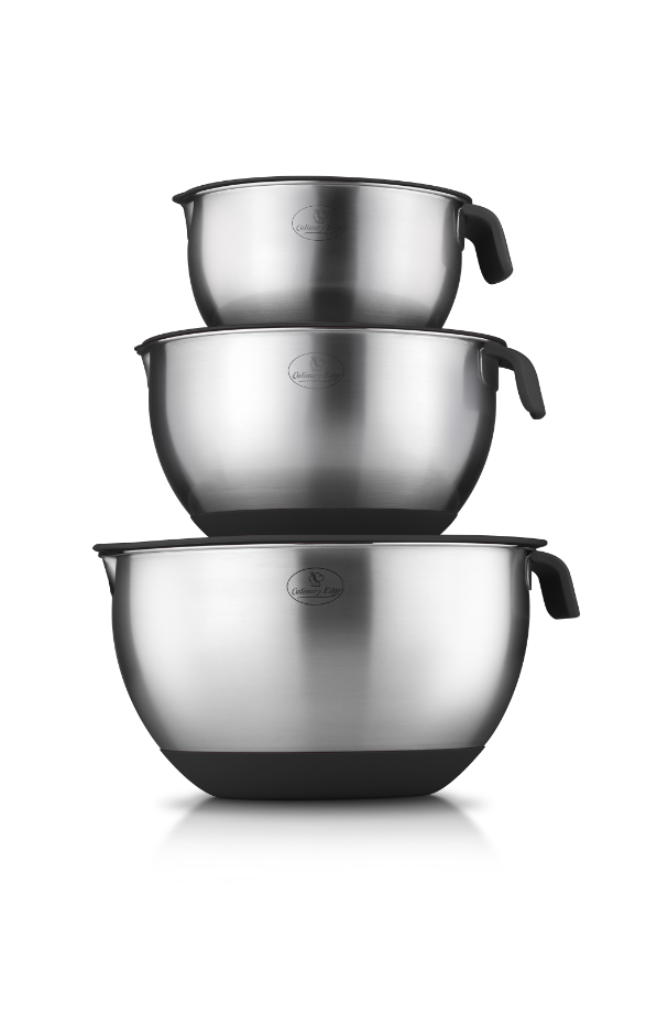 Culinary Edge 18/10 Stainless Steel Mixing Bowl Set Red