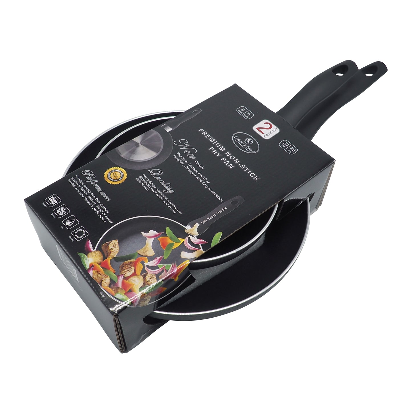 TEXTURED EXTERIOR - 2PC NONSTICK FRYPAN SET - 8 IN, 11 IN