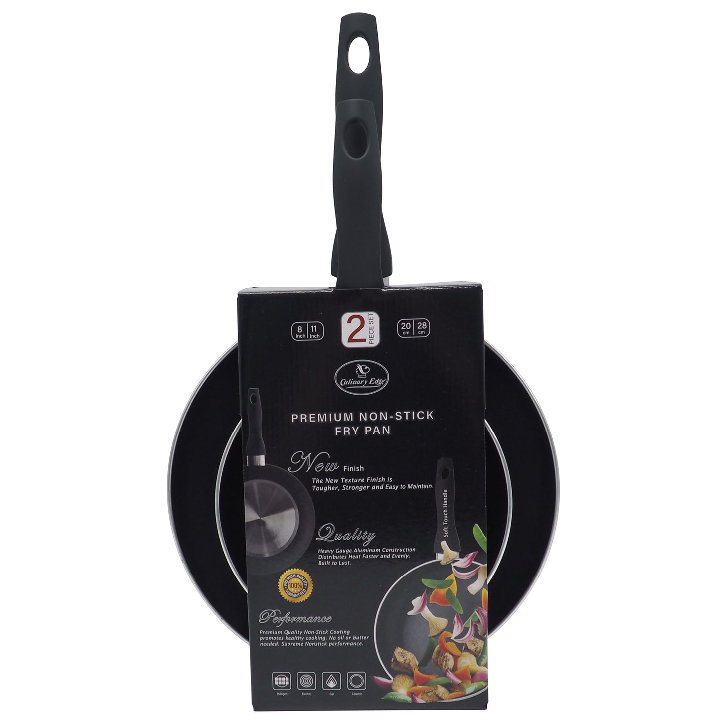 TEXTURED EXTERIOR - 2PC NONSTICK FRYPAN SET - 8 IN, 11 IN
