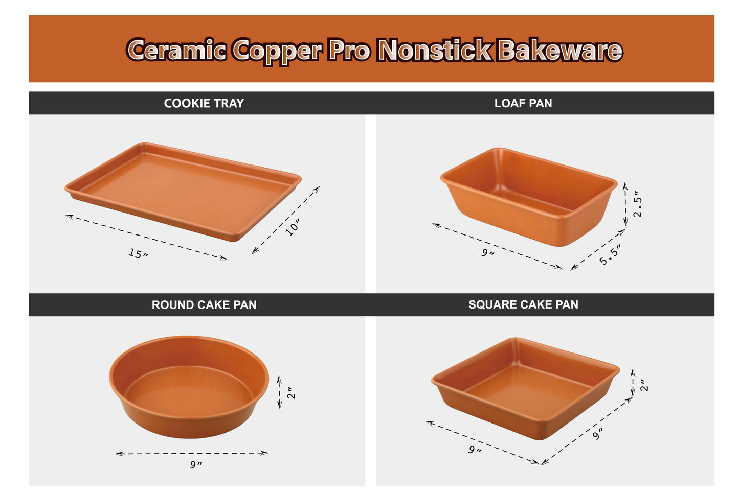 CERAMIC COPPER BAKEWARE SET