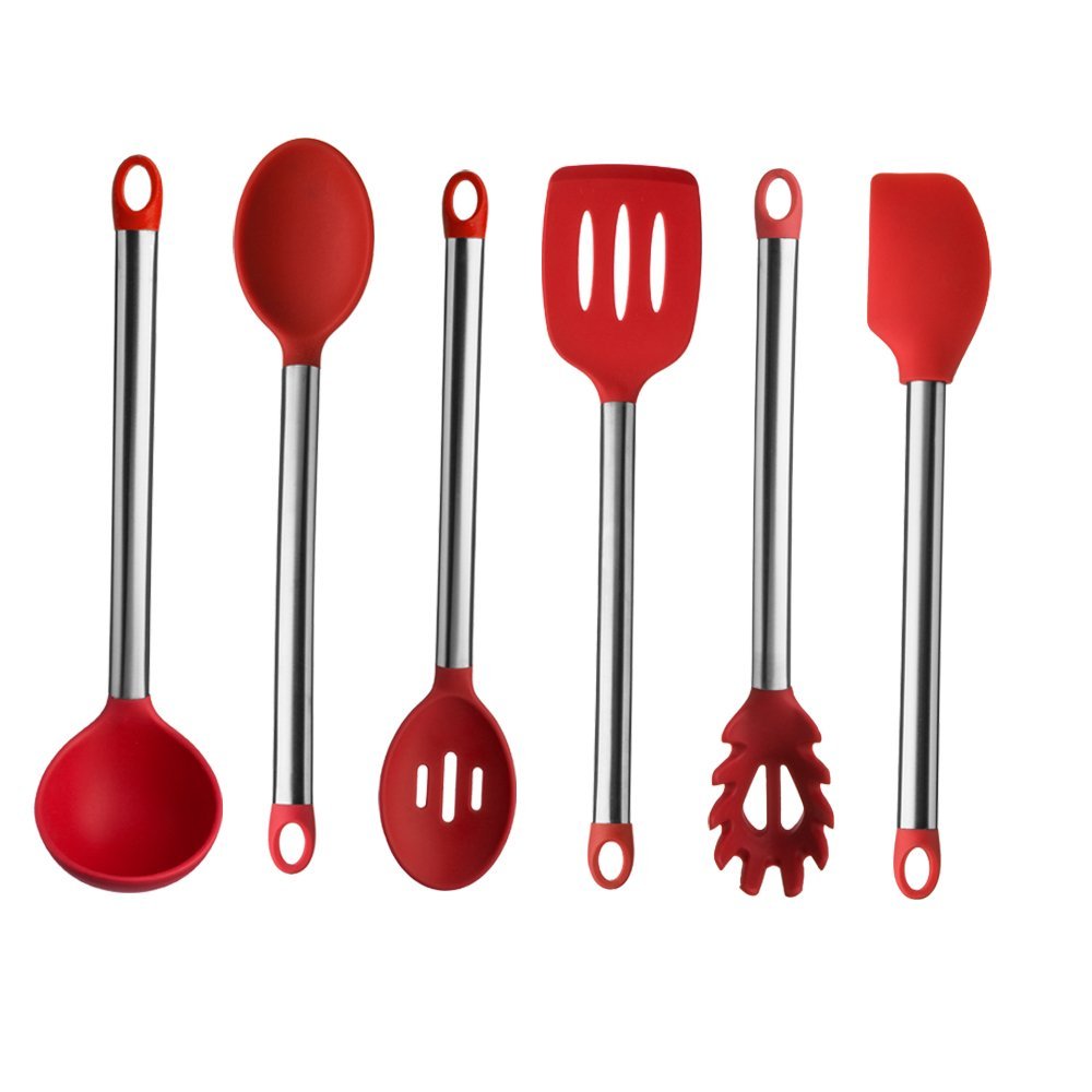 6PC SILICONE UTENSIL SET-RED