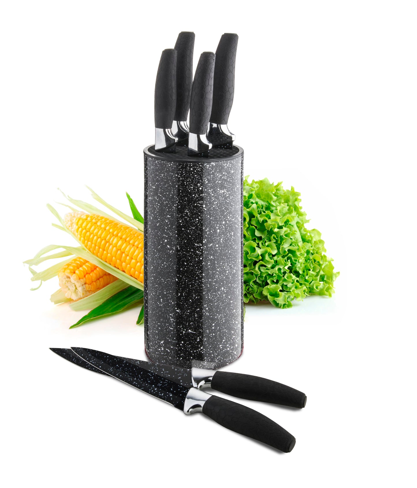 7PC MARBLE KNIFE SET - BLACK