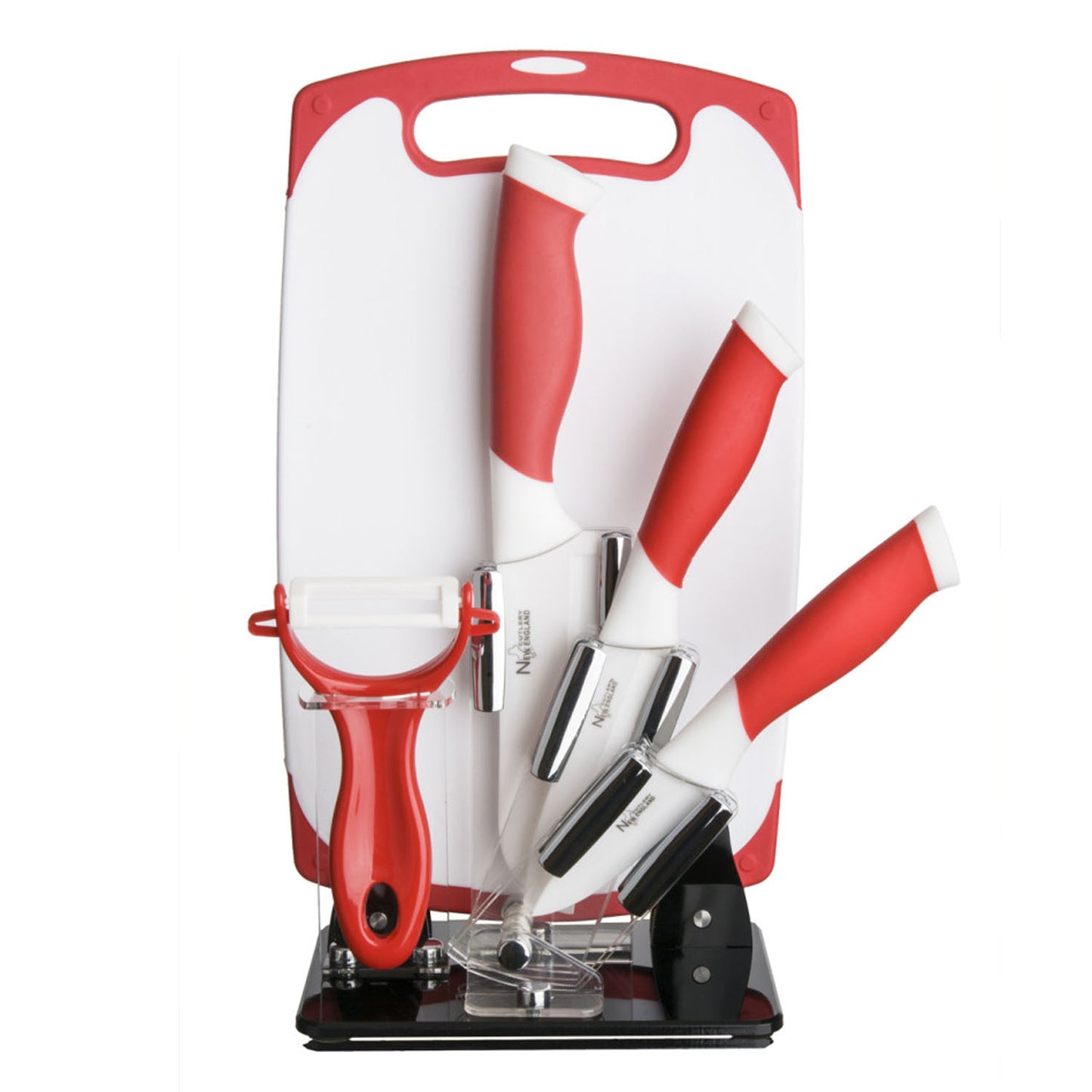 6 PC CERAMIC KNIFE BOARD - RED