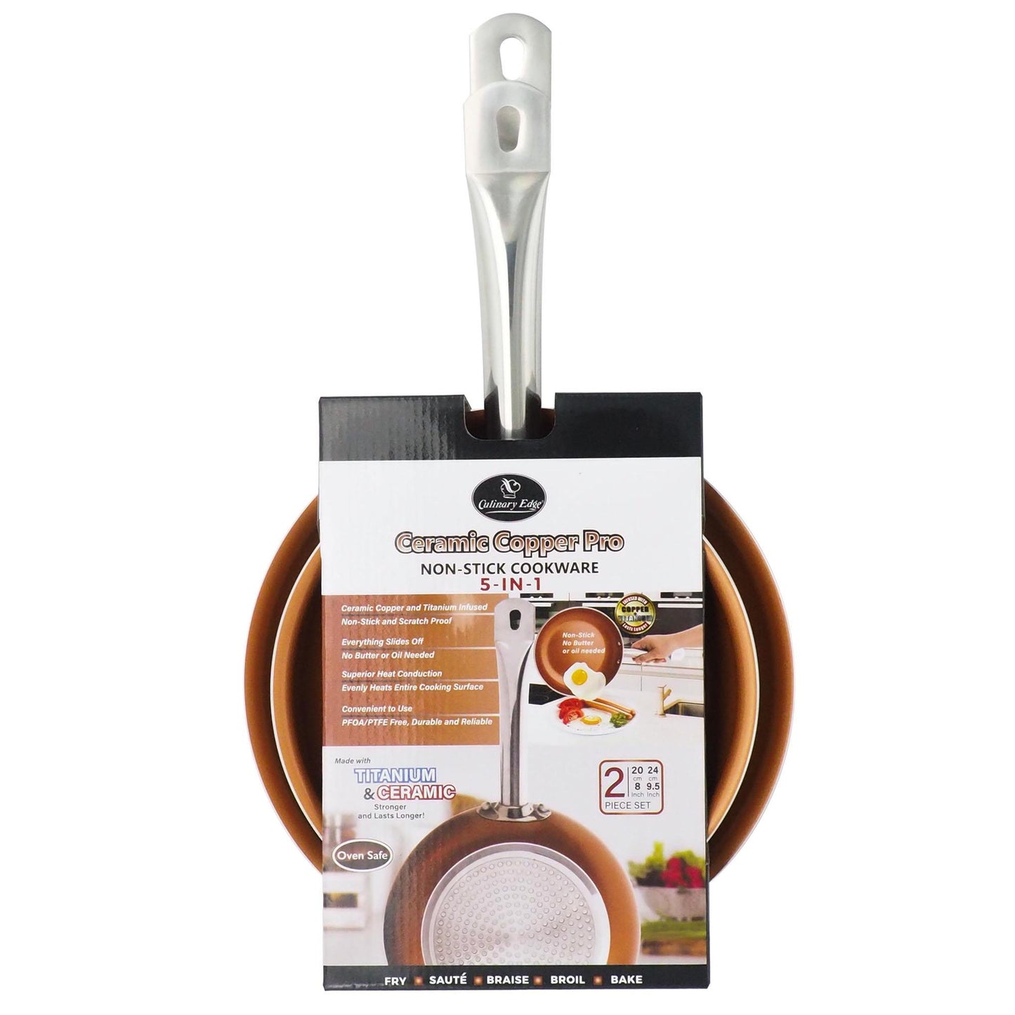 2PCS COPPER CERAMIC NONSTICK FRYPAN SET