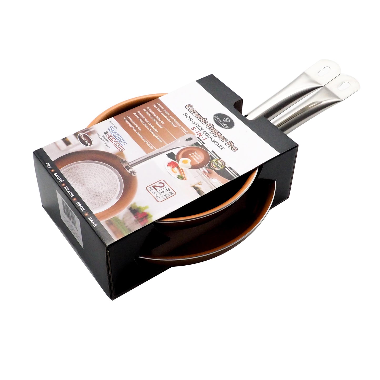 2PCS COPPER CERAMIC NONSTICK FRYPAN SET