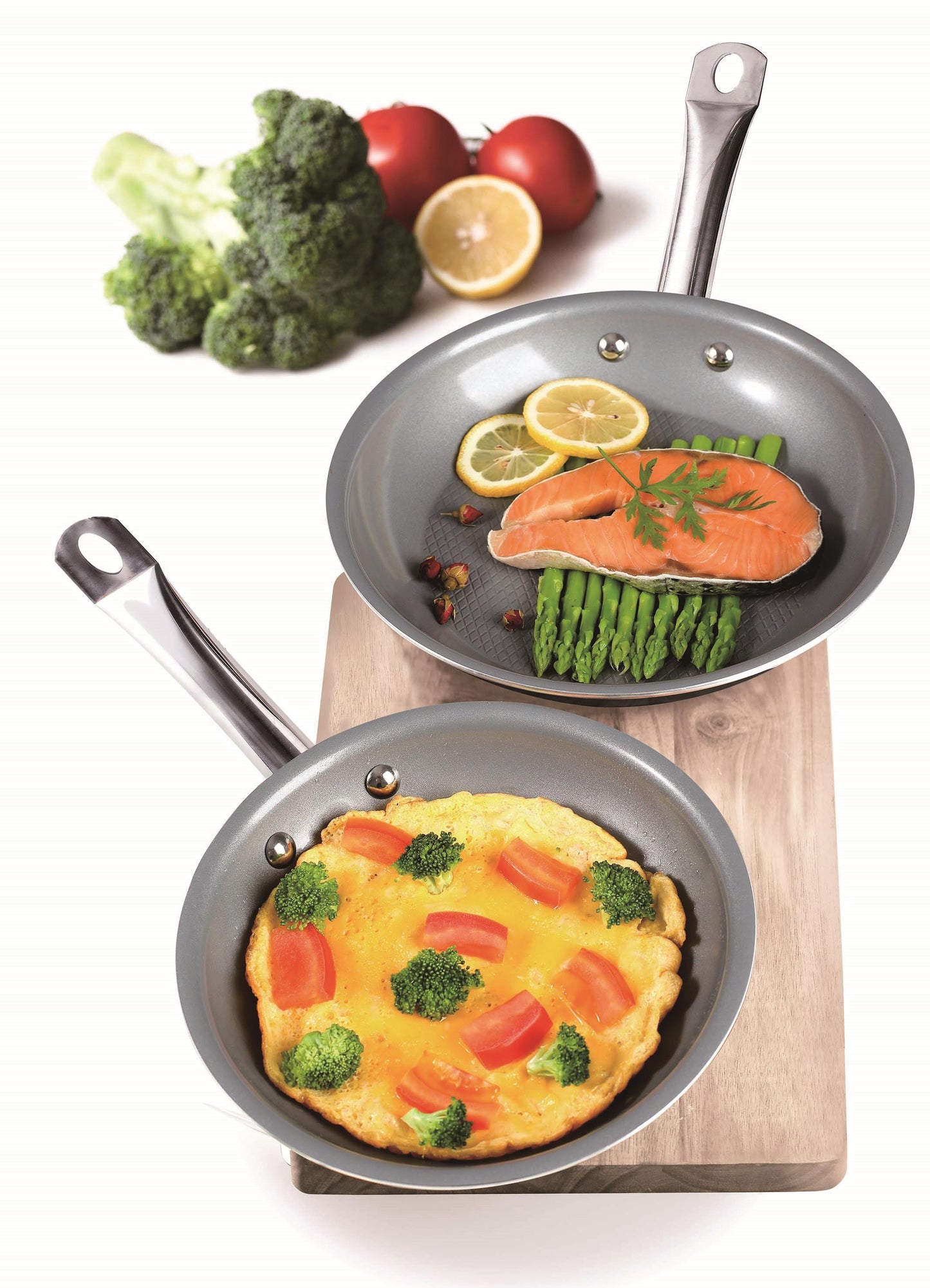 DIAMOND TEXTURED BOTTOM CERAMIC NON-STICK FRYPAN - 11 '' / 28 CM / GREY / RED