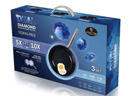 3PC DUAL DIAMOND NON STICK FRYPAN SET