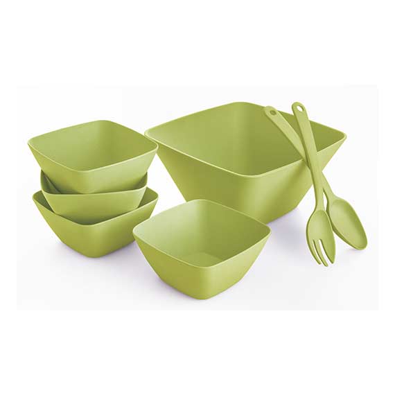 7pc Square Salad Bowl Set-Green