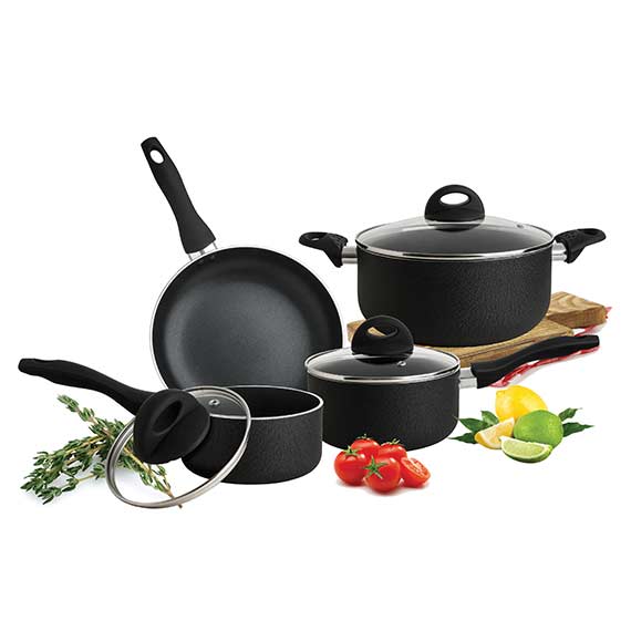 TEXTURED EXTERIOR - 7PC NONSTICK COOKWARE SET