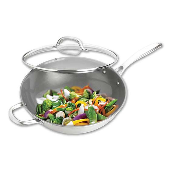 STAINLESS STEEL 2PC WOK SET