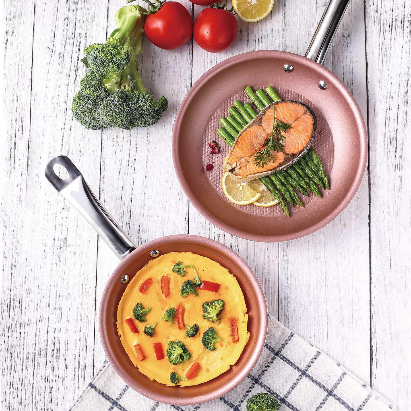 DIAMOND TEXTURED BOTTOM NON-STICK FRYPAN - 9.5 '' / 24 CM/ ROSE GOLD