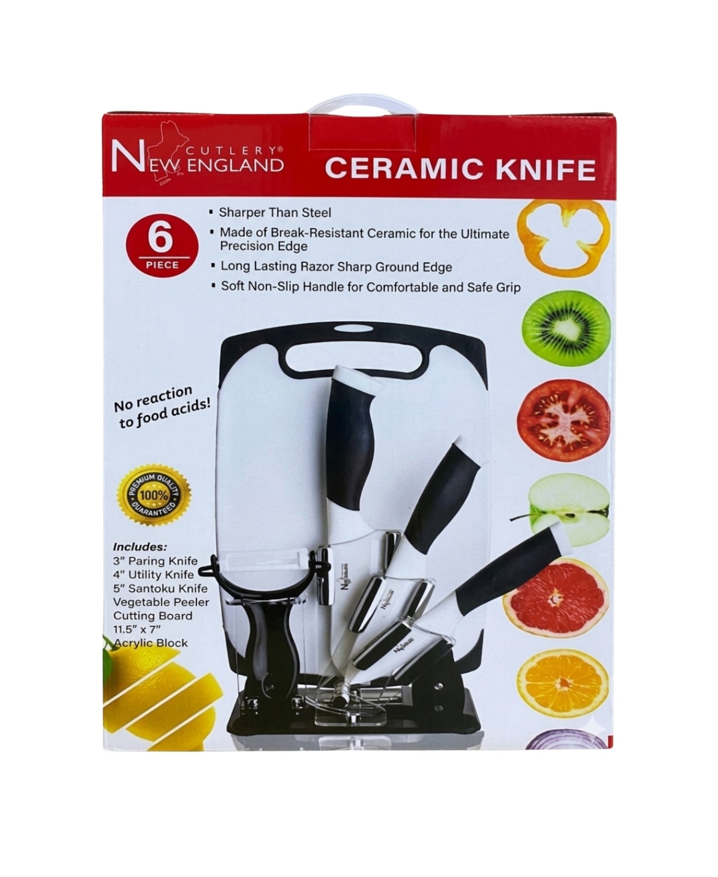 6 PC CERAMIC KNIFE BOARD - BLACK