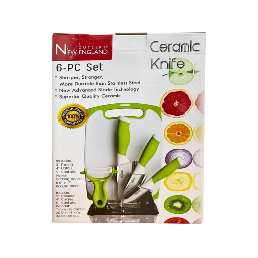 6 PC CERAMIC KNIFE BOARD - GRN