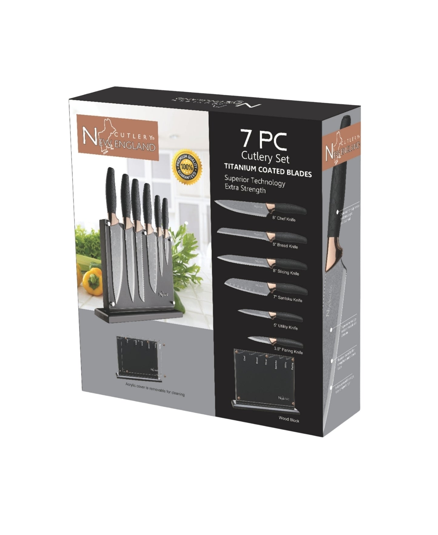 CULINARY EDGE 7PC TITANIUM COATED CUTLERY SET - BLACK