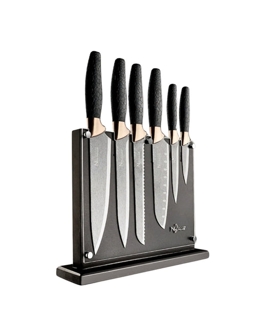 7PC TITANIUM COATED CUTLERY SET--BLACK