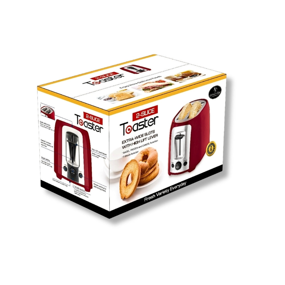 Culinary Edge 2-Slice Extra Wide Slot Toaster / Red /Silver, P2005