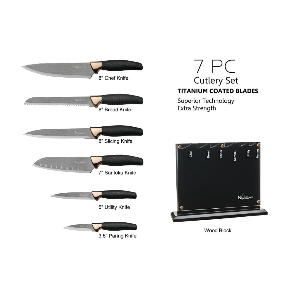CULINARY EDGE 7PC TITANIUM COATED CUTLERY SET - BLACK