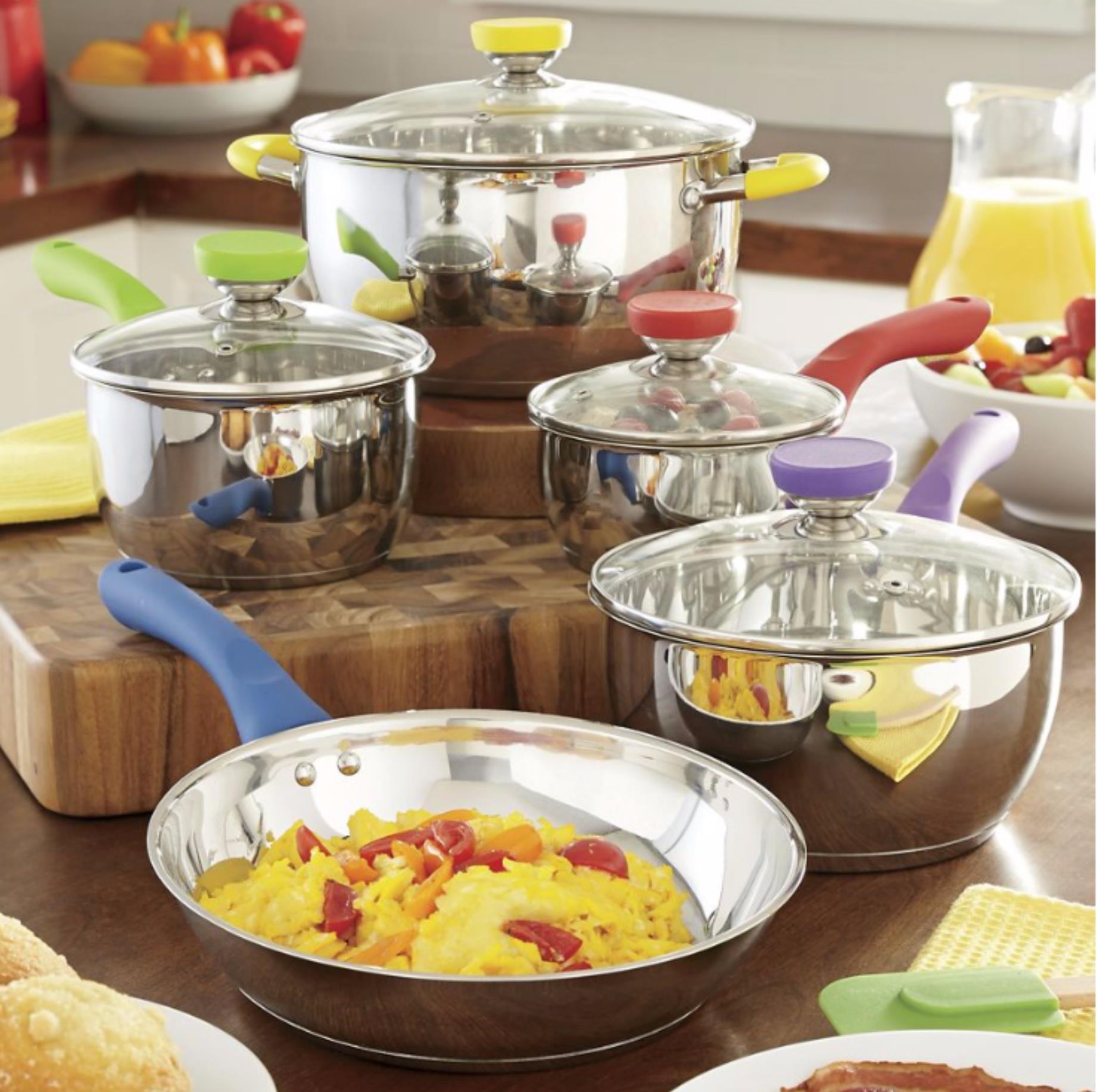 9 PC S/S COOKWARE SET - MULTICOLOR – culinaryedge.com