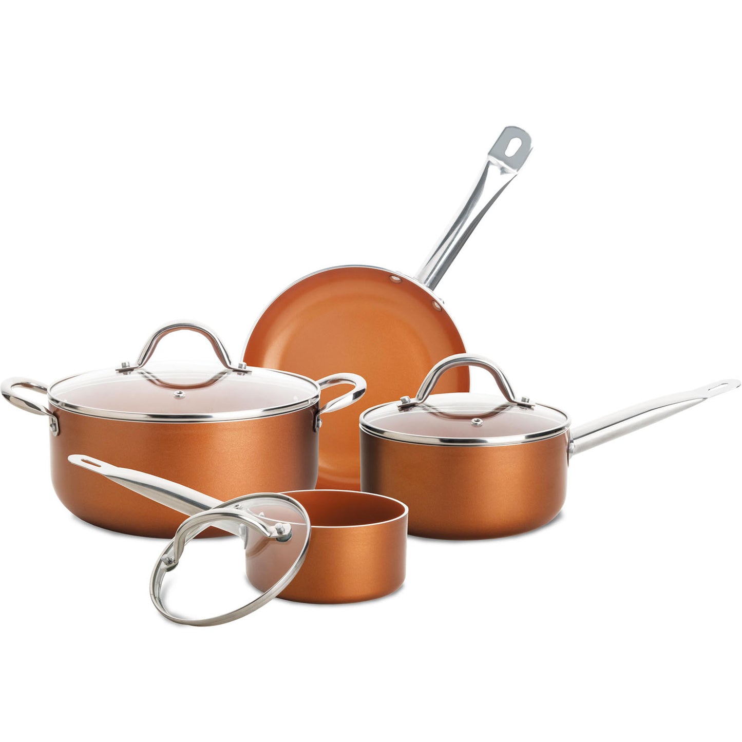 7pc Titanium Copper Ceramic Nonstick Cookware Set
