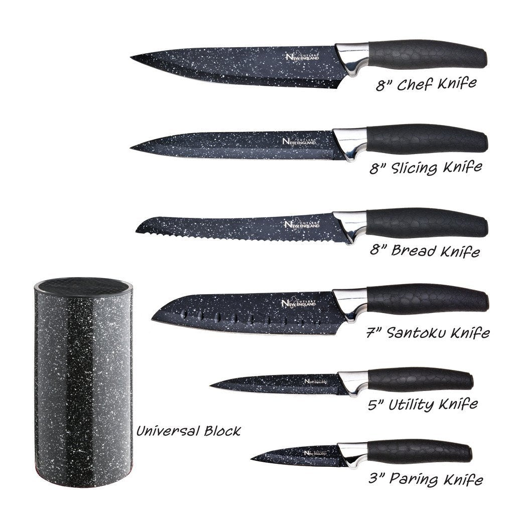 7PC MARBLE KNIFE SET - BLACK