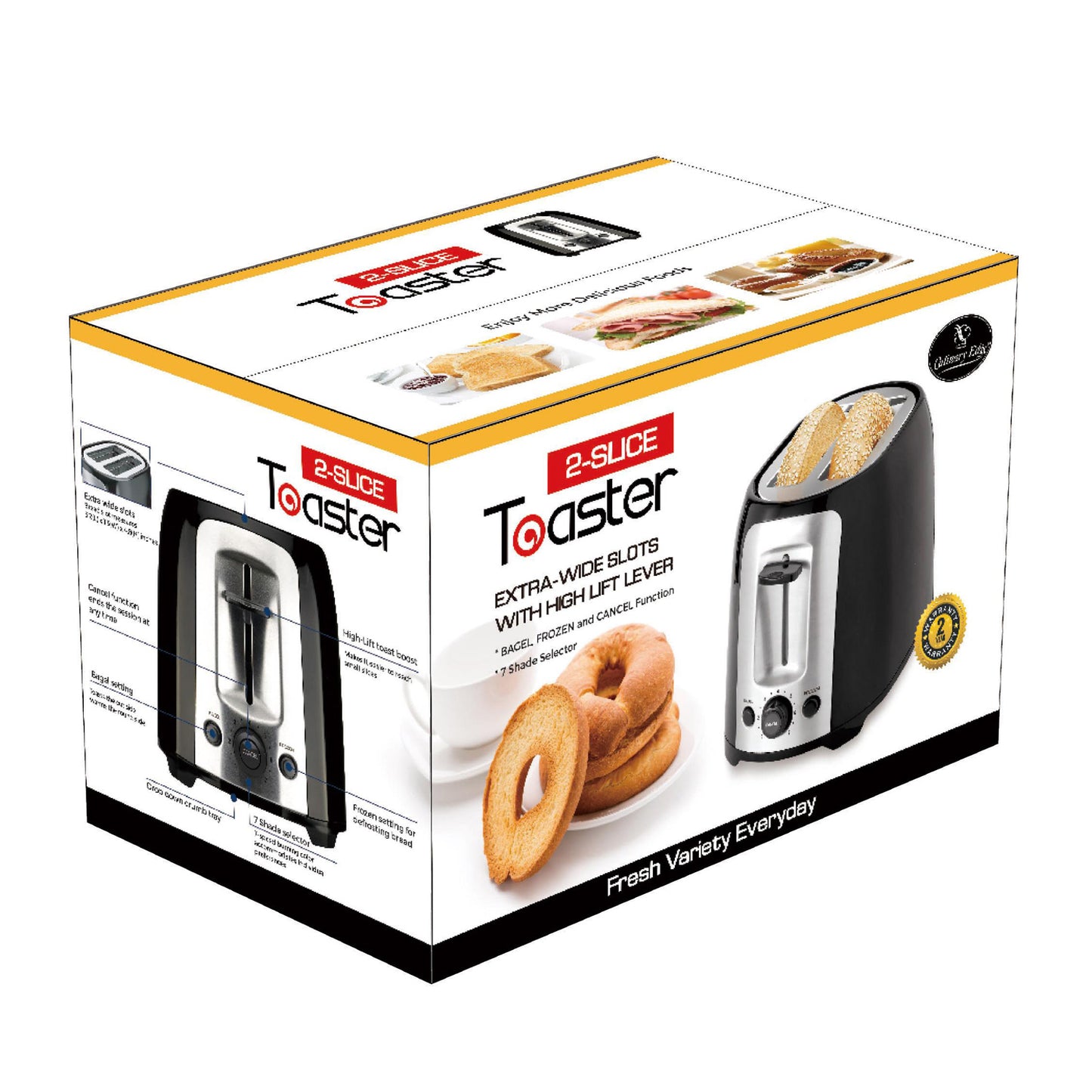 2-Slice Extra Wide Slot Toaster / Black/Silver, P2005