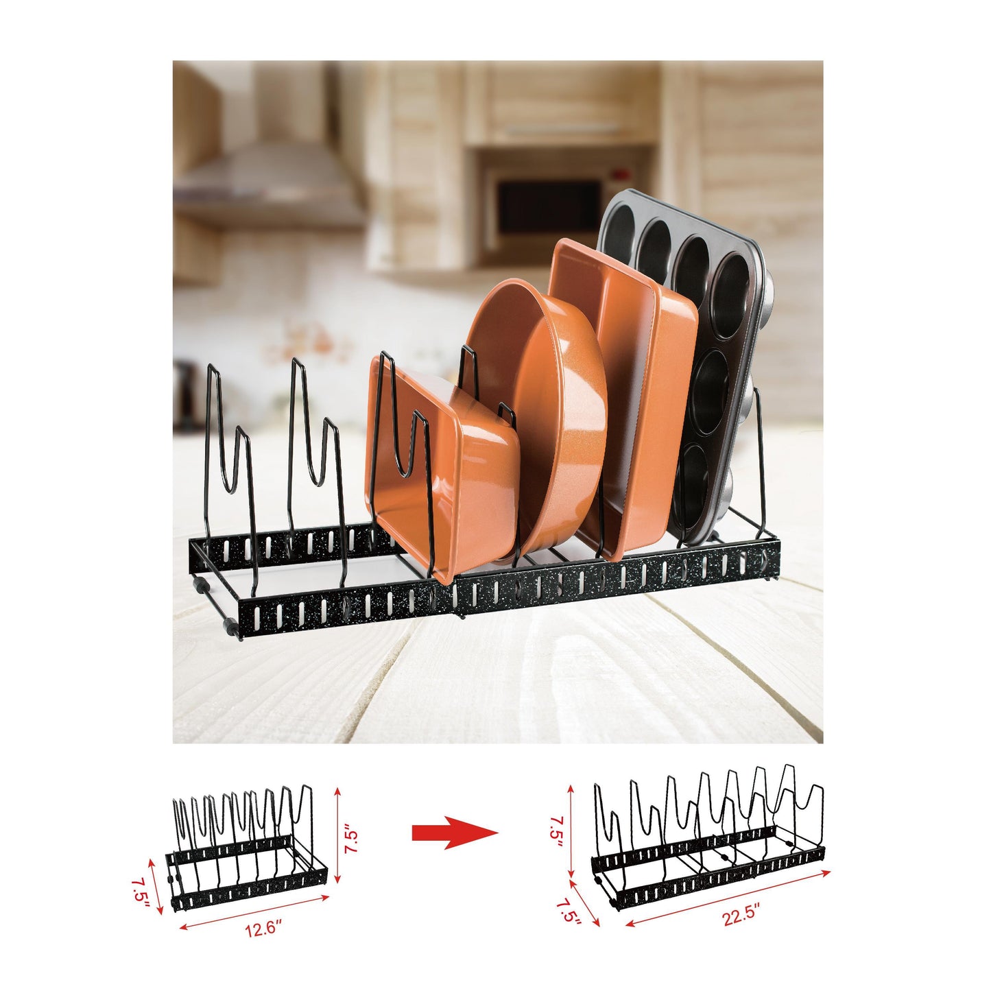 Expandable and Adjustable Kitchen Storage Rack--MARBLE FINISH