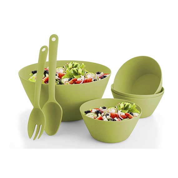7pc Round Salad Bowl Set-Green